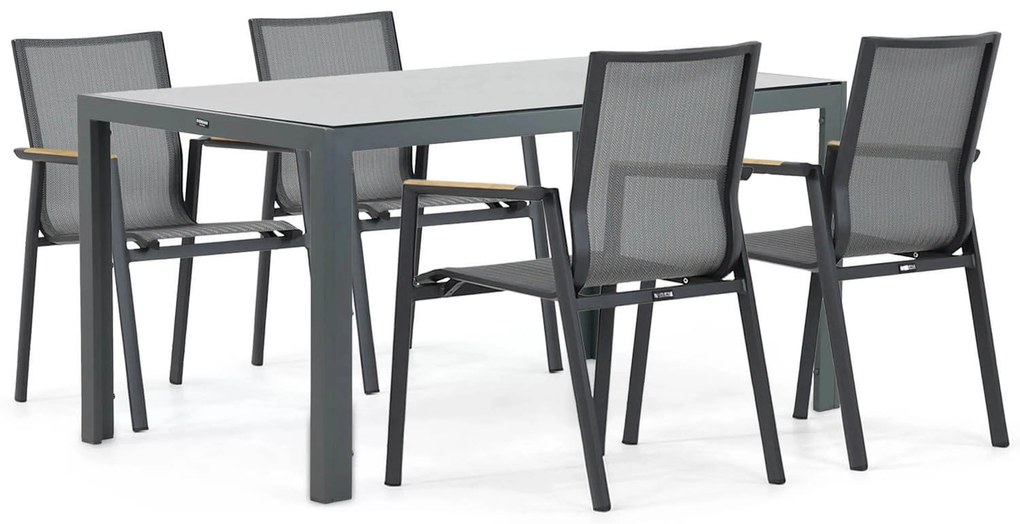 Tuinset 4 personen 150 cm Aluminium/textileen Grijs Lifestyle Garden Furniture Fiora/Venustas