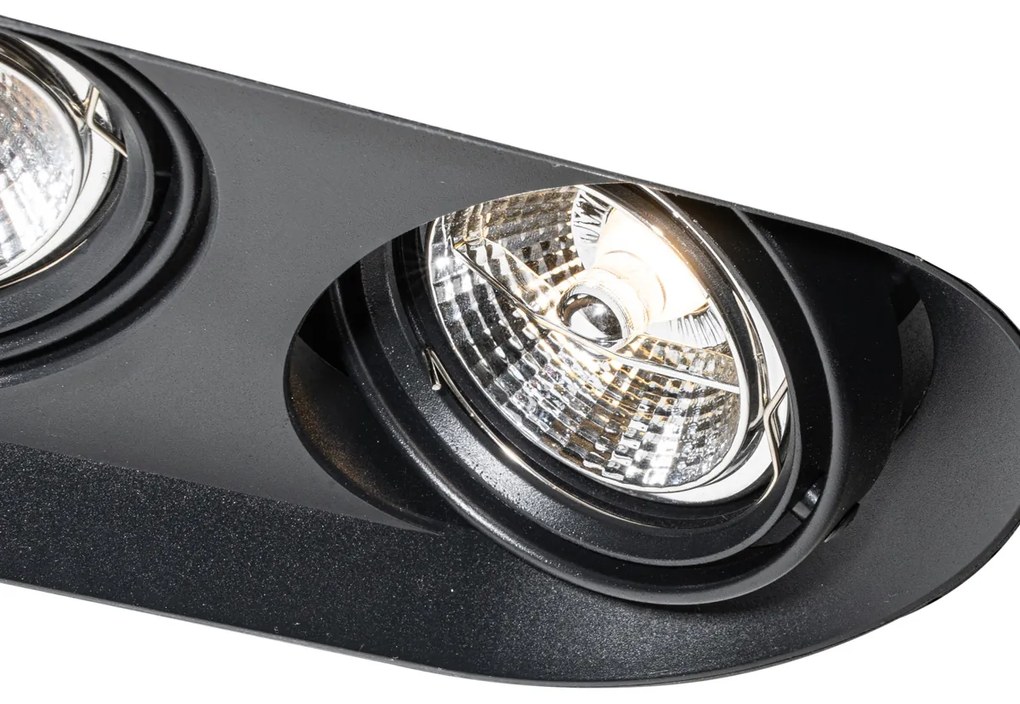 Set van 6 Afgeronde inbouwspot zwart GU10 70mm 2-lichts - Hubs GU10 Binnenverlichting Lamp