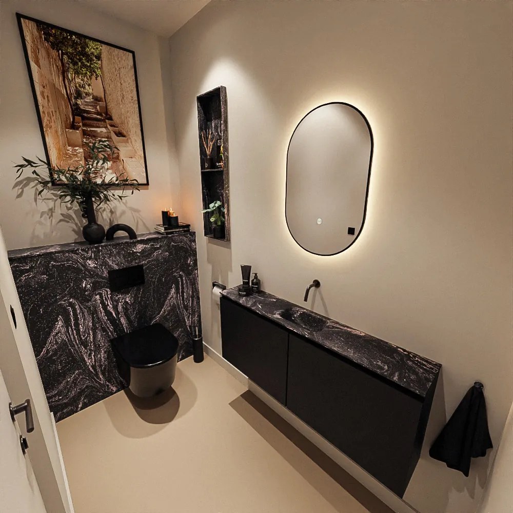 Mondiaz Ture DLux toiletmeubel 120cm urban met wastafel lava midden zonder kraangat