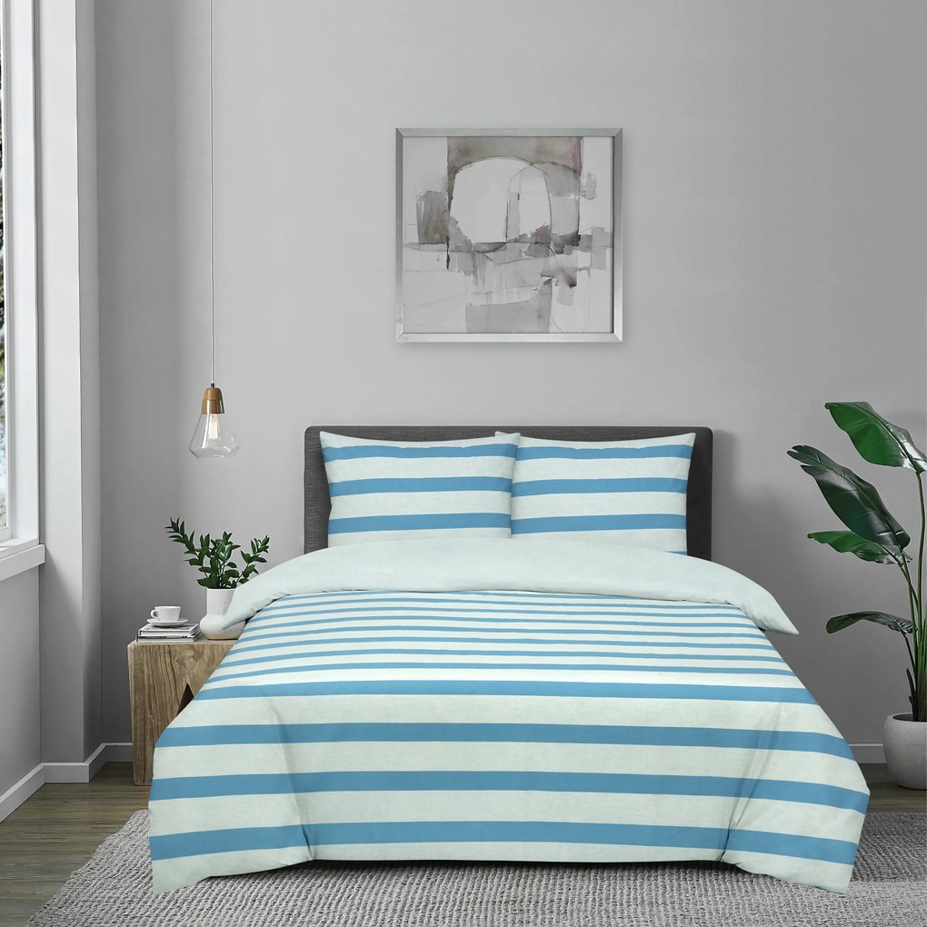 Dekbedovertrek My Design - 100% katoen - 200x200 -  streep blauw