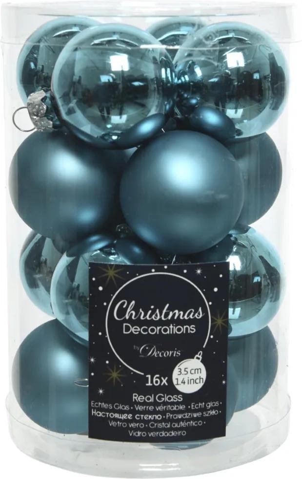 Kerstballen glas glans-mat dia 3,5 cm turquoise