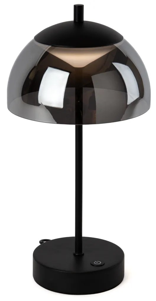 Moderne tafellamp zwart met smoke glas incl. LED 3-staps dimbaar - Djent Modern rond Binnenverlichting Lamp