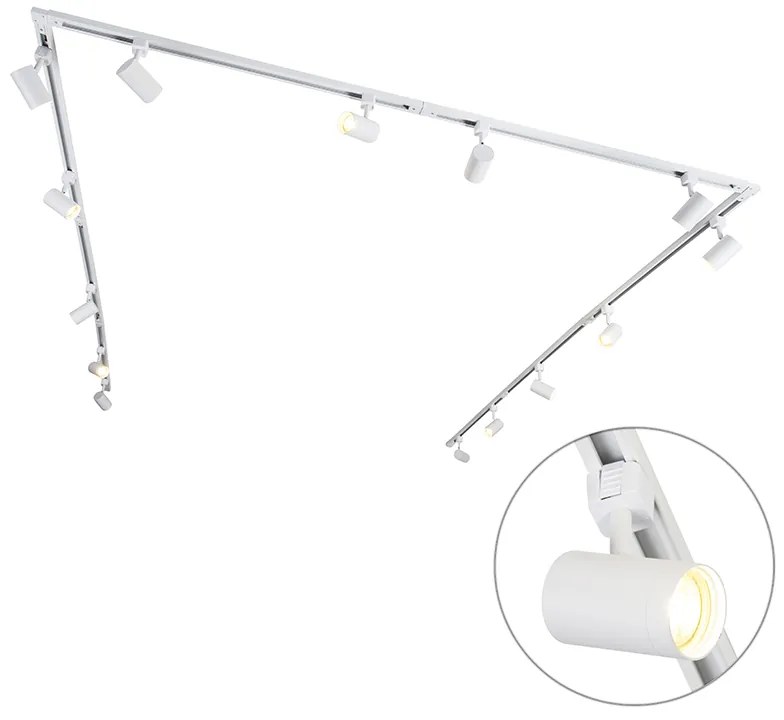 Modern railsysteem met 14 Spot / Opbouwspot / Plafondspots wit 1-fase - Iconic Jeana Modern GU10 Binnenverlichting Lamp