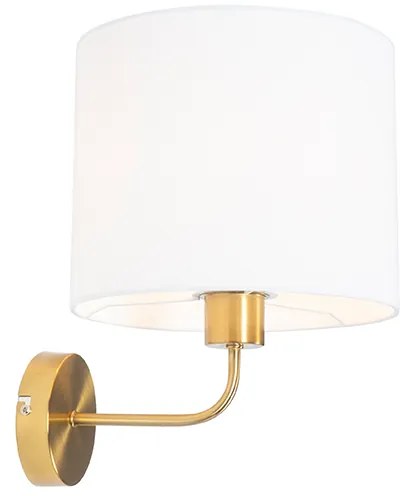 Klassieke wandlamp goud stoffen kap wit - Cas