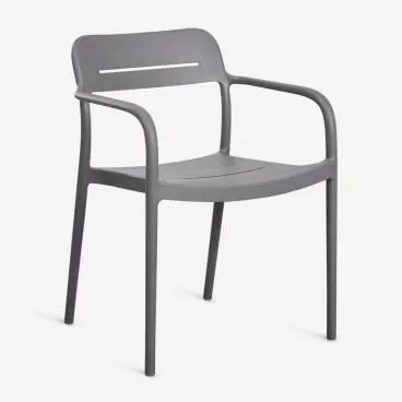 Stapelbare Set Van 2 Eetkamerstoelen Met Armleuningen Van Polypropyleen Graneli Grijs – Grafiet - Sklum