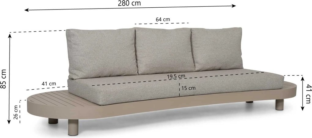 Stoel en Bank Loungeset 5 personen Aluminium Zand/Beige  Lifestyle Garden Furniture Organio