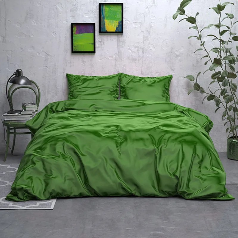 Sleeptime Elegance Satijn Geweven Uni - Groen 1-persoons (140 x 220 cm + 1 kussensloop) Dekbedovertrek