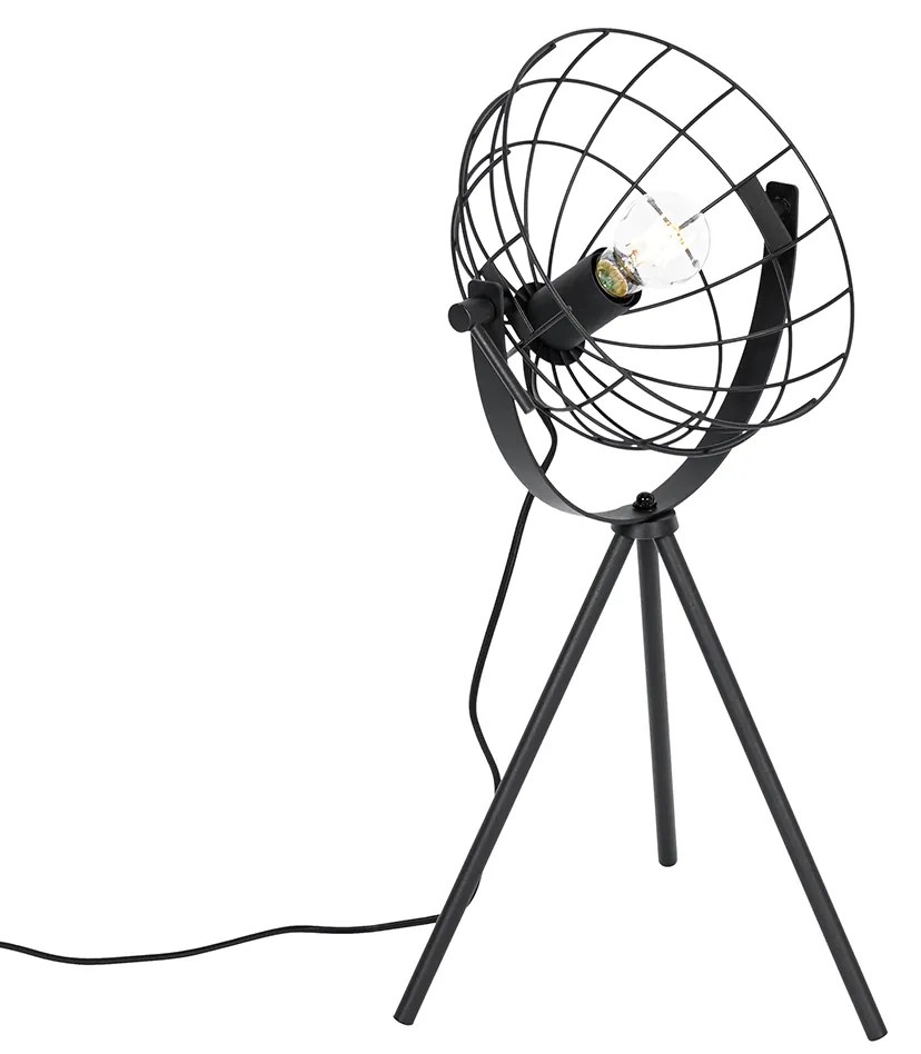 Industriële tripod tafellamp zwart verstelbaar - Hanze