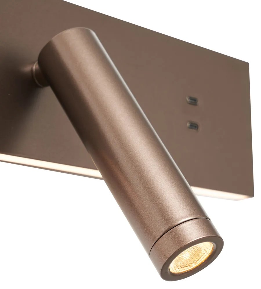 Wandlamp brons verstelbaar met USB-C incl. LED - Modric Modern Binnenverlichting Lamp