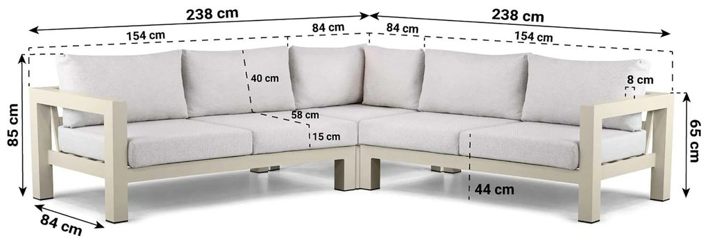 Hoek loungeset 5 personen Aluminium Taupe  Lifestyle Garden Furniture Luca