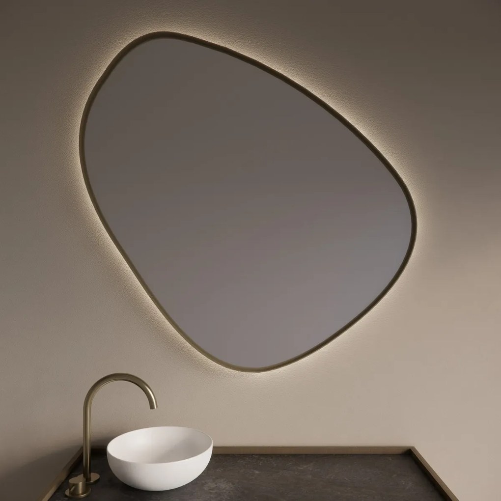 Gliss Design Fenix spiegel met LED-verlichting organisch 60cm mat goud