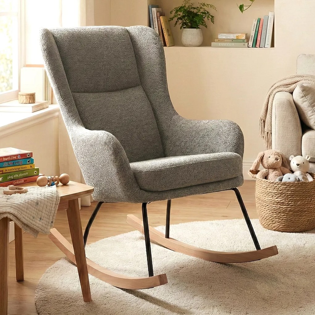 Schommelstoel Met Hoge Rugleuning Grijsbruin