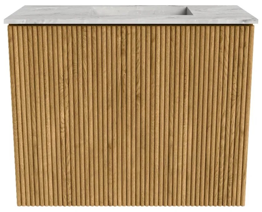 Mondiaz Joya DLux 50cm toiletmeubel oak met wastafel faye rechts zonder kraangat glace