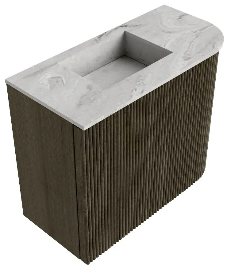 Mondiaz Joya DLux 50cm toiletmeubel ronding rechts shadow met wastafel faye links 1 kraangat glace
