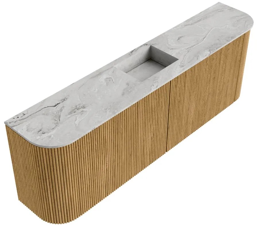 Mondiaz Joya DLux 125cm toiletmeubel ronding links/rechts oak met wastafel faye midden 1 kraangat glace