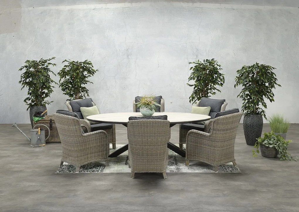 GI Edison ovale houtlook tuintafel 220x115 cm.