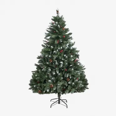 Kerstboom Met Decoratieve Dennenappels En Rode Bessen Livigno ↑180 - Sklum