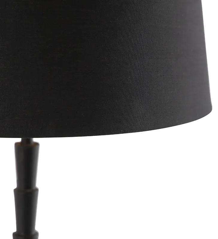 Art Deco tafellamp zwart met katoenen kap zwart 35 cm - Pisos Art Deco E27 rond Binnenverlichting Lamp