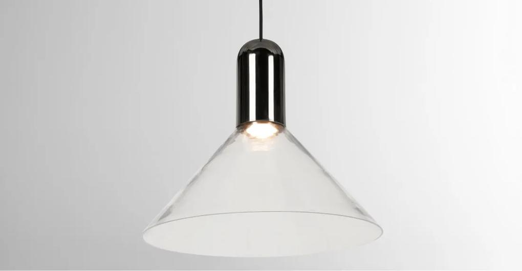 Korey LED hanglamp, zwart nikkel en glas