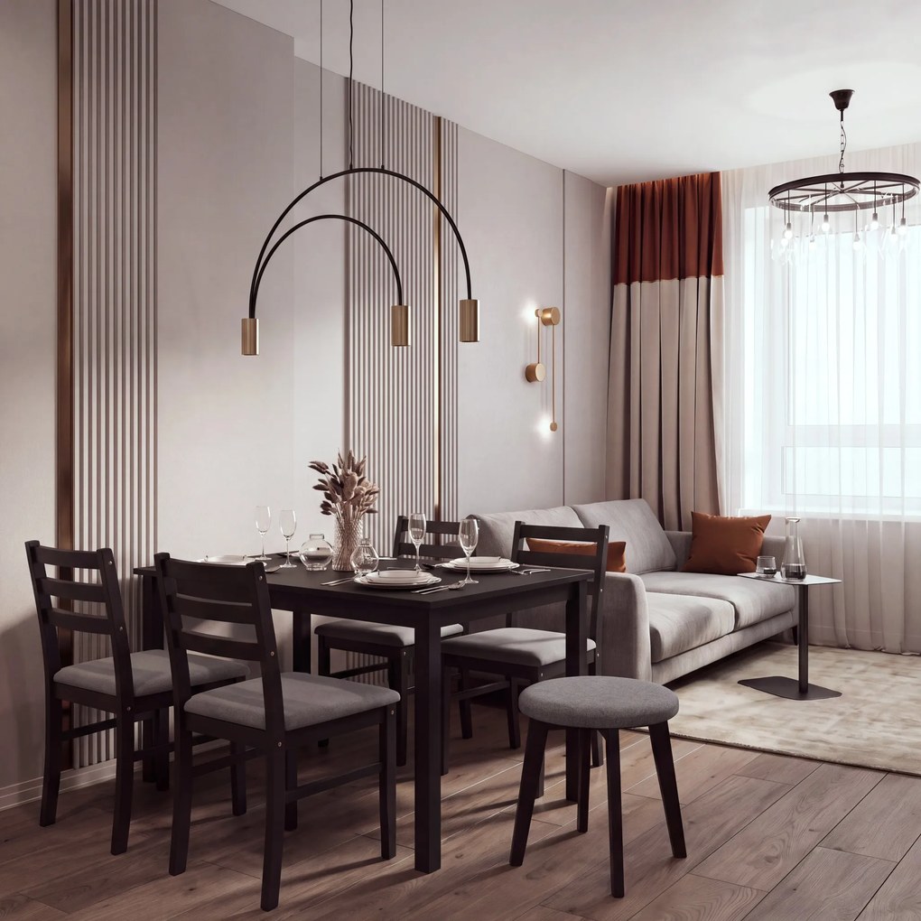 Mazzoni ZOI Lichtgrijs (stof Sawana 21)/zwart beuken onderstel - RONDE GESTOFFEERDE KRUK VOOR KEUKEN/WOONKAMER