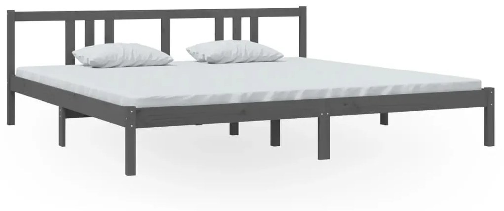 vidaXL Bedframe massief hout grijs 200x200 cm