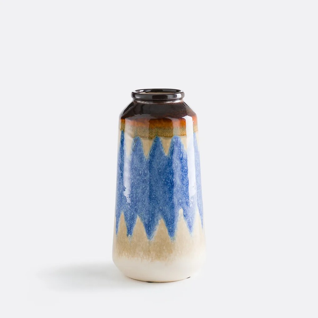 Blauwe keramieken vaas, 29 cm hoog, ZIA