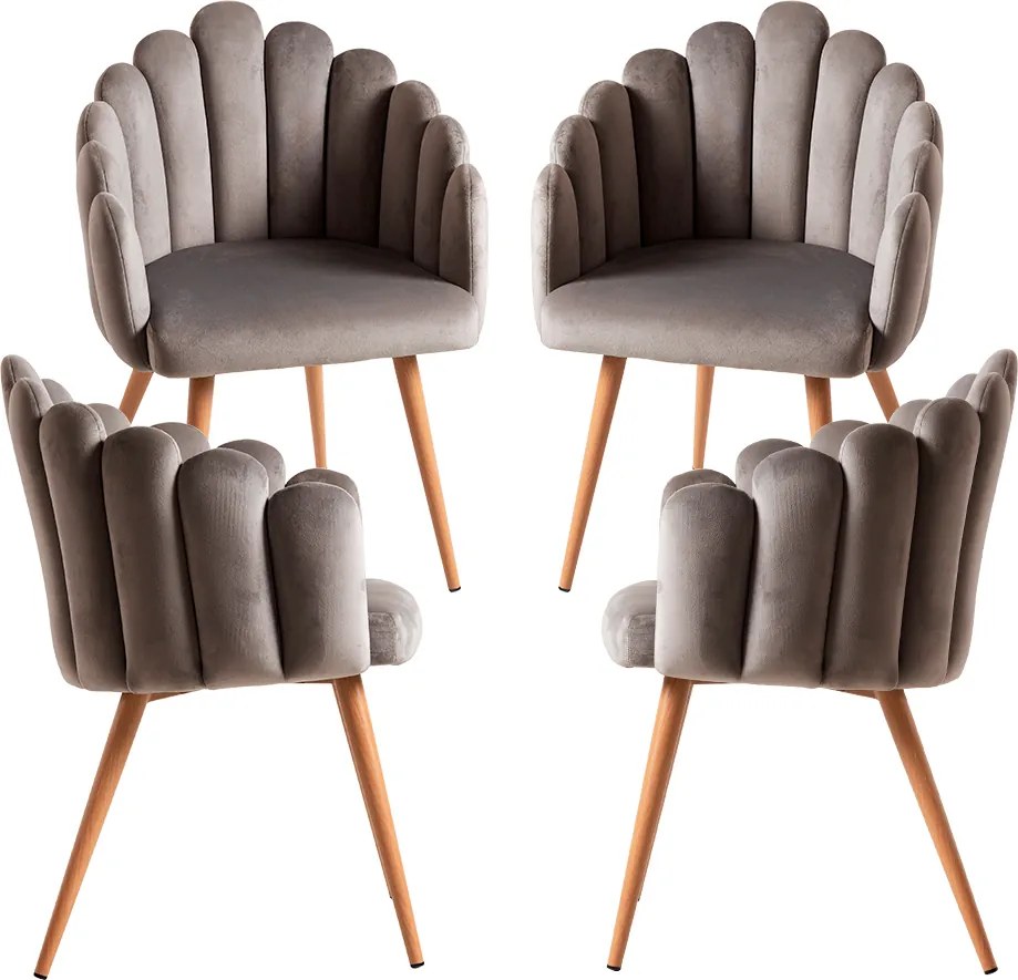 Set van 4 fluwelen fauteuils
