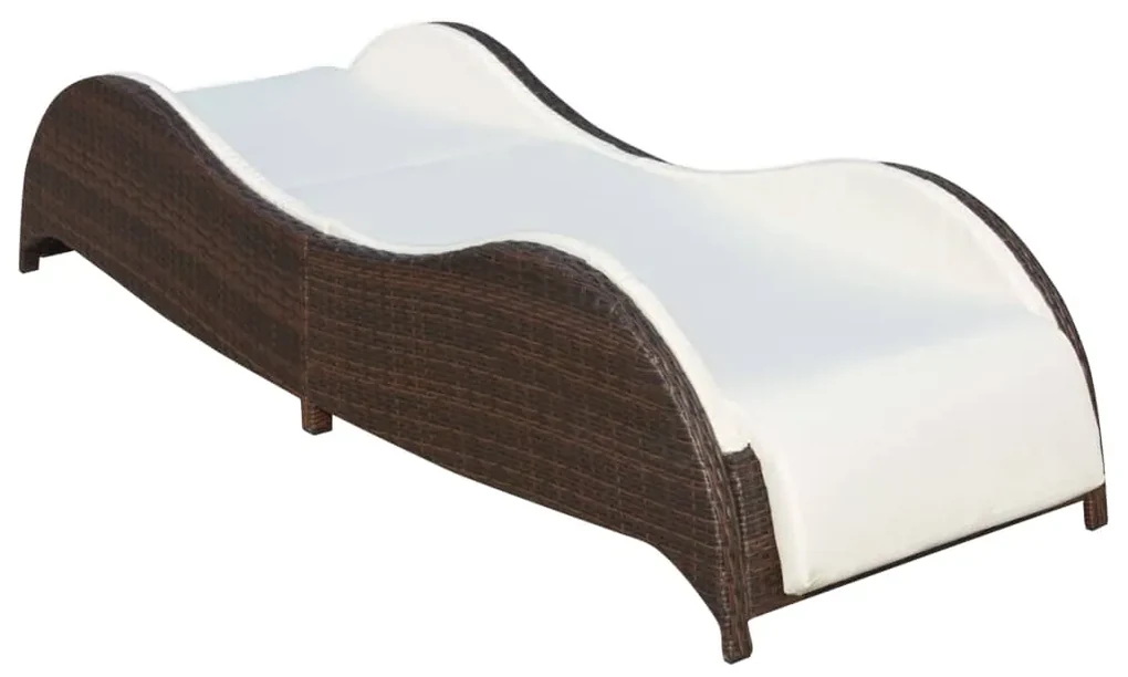 vidaXL Ligbed met kussen poly rattan bruin