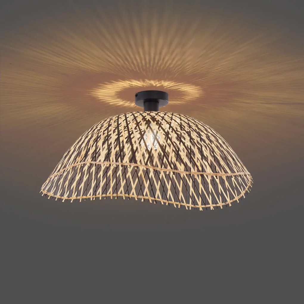 Art Deco plafondlamp zwart bamboe 60 cm - Alka