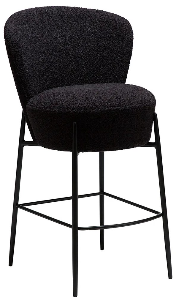 Dan-Form Orbit Barstoel Zwart Shimmer Boucle Met Hoge Rugleuning