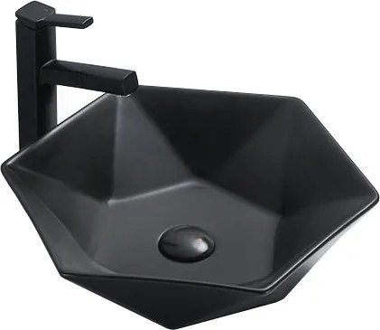 Mexen Mery bladkom wasbak 48 x 41 cm, zwarte matte - 21984885