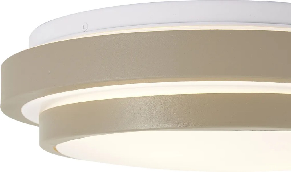 Moderne plafondlamp taupe met wit 34cm 2-lichts IP44 - Walden