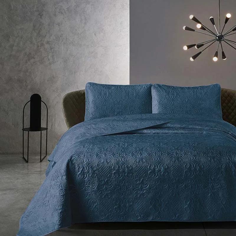 DreamHouse Bedding Bedsprei Velvet Clara - Indigo 180 x 250 cm + 1 kussensloop