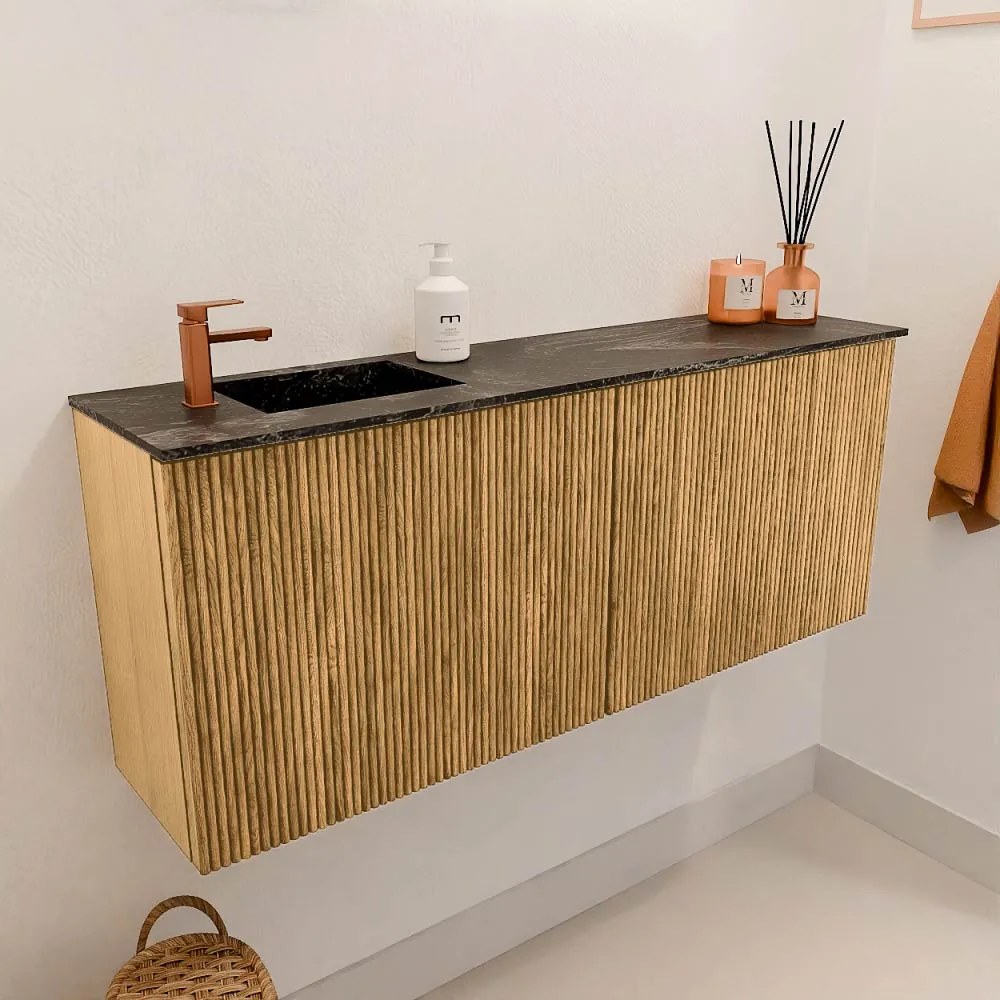Mondiaz Joya DLux 100cm toiletmeubel oak met wastafel faye links 1 kraangat lava