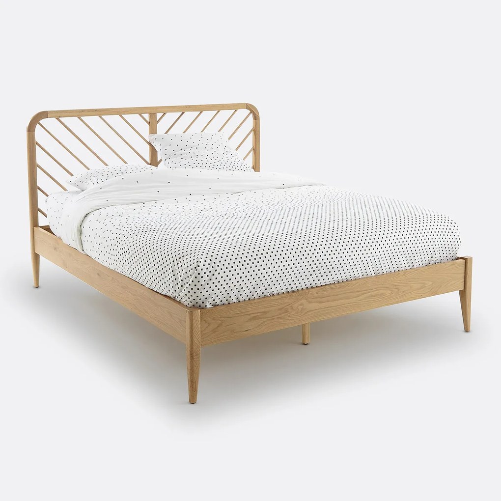 Bed met massief eiken basis en Anda eiken fineer
