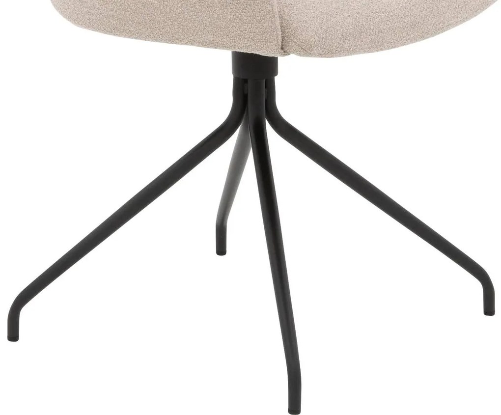 Goossens Eetkamerstoel Hera beige stof met armleuning, modern design