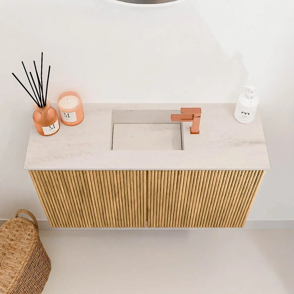 Mondiaz Joya DLux 70cm toiletmeubel oak met wastafel faye midden 1 kraangat meli