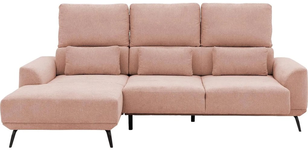 Goossens Excellent Bank Princess Met Elektrisch Uitschuifbaar Zitvlak roze, stof, 2,5-zits, elegant chic met chaise longue links