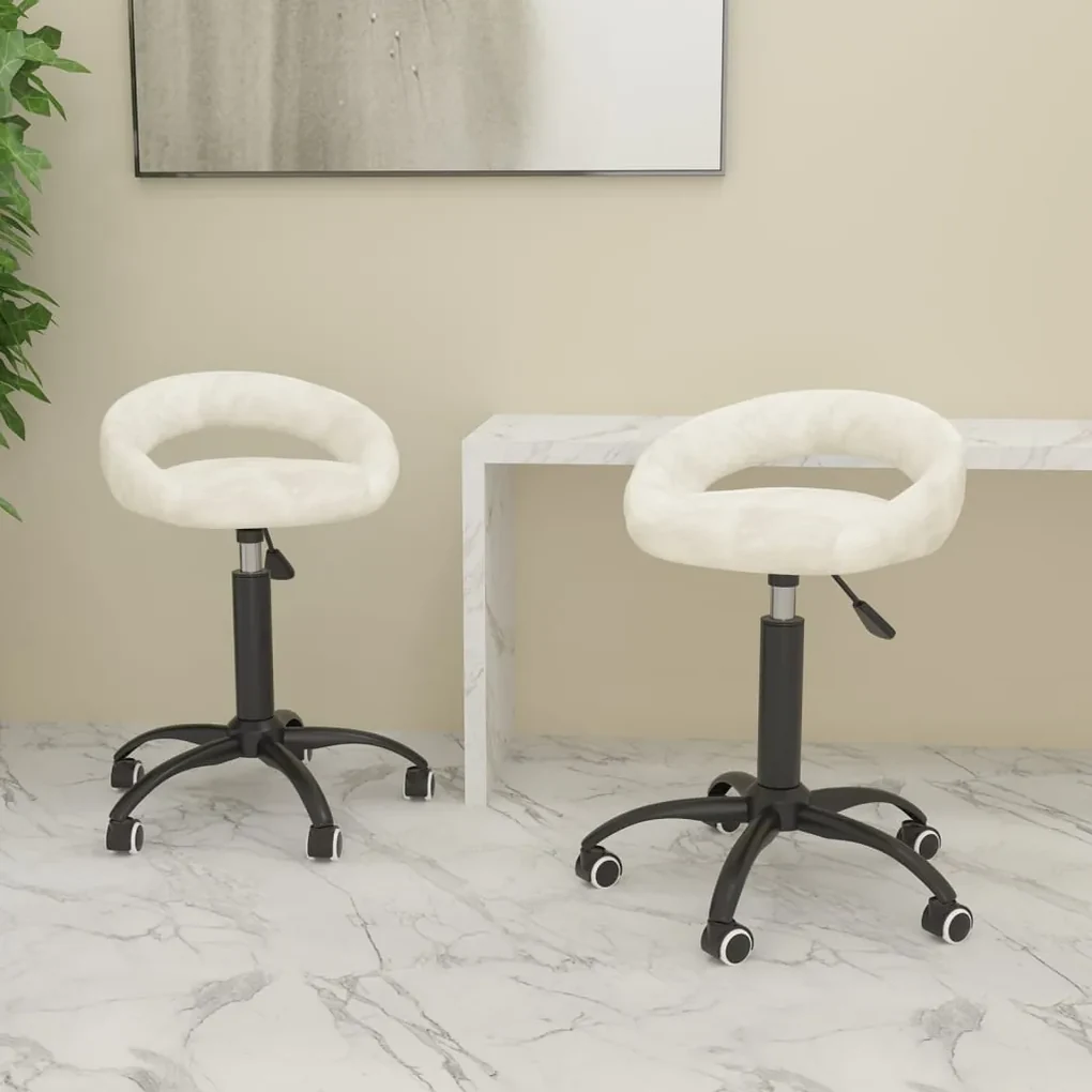 vidaXL Eetkamerstoelen draaibaar 2 st fluweel crèmekleurig