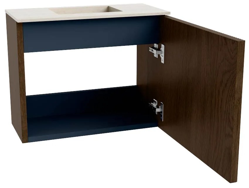 Mondiaz Joya DLux 50cm toiletmeubel walnut met wastafel faye midden zonder kraangat meli