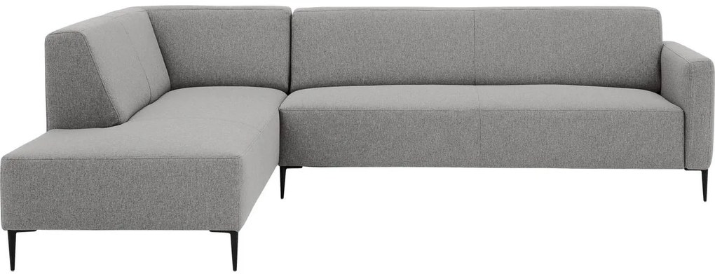 Goossens Key West lichtgrijs, stof, 3-zits, modern design met ligelement links