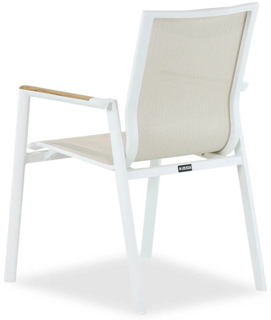 Picknick Set 6 personen 260 cm Aluminium/textileen Wit Lifestyle Garden Furniture Fiora/Los