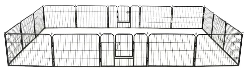 vidaXL Hondenren met 16 panelen 60x80 cm staal zwart