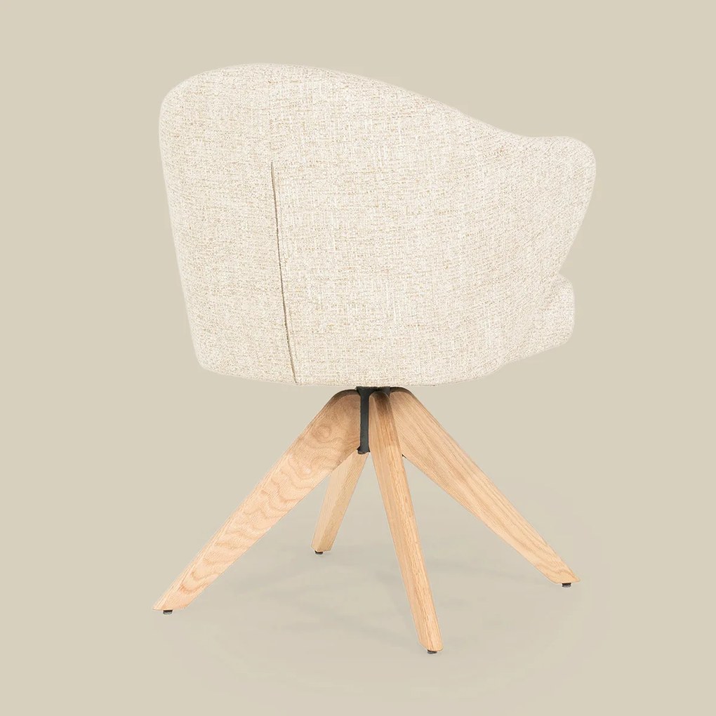 Eleonora Connor Natural Eetkamerstoel Met Eiken Poten Draaibaar Beige
