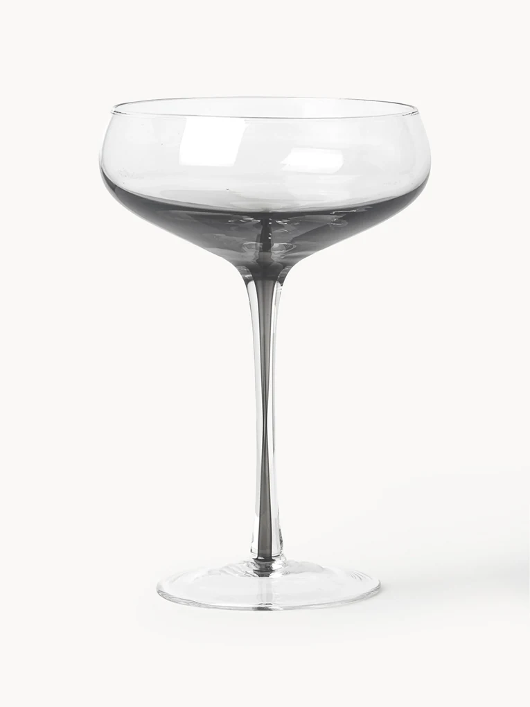 Mondgeblazen champagneglazen Smoke met kleurverloop, 4 stuks