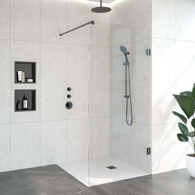BRAUER Void inloopdouche helder glas 100x200 incl. glascoating PVD gunmetal geborsteld GS-VOI1H100200GM