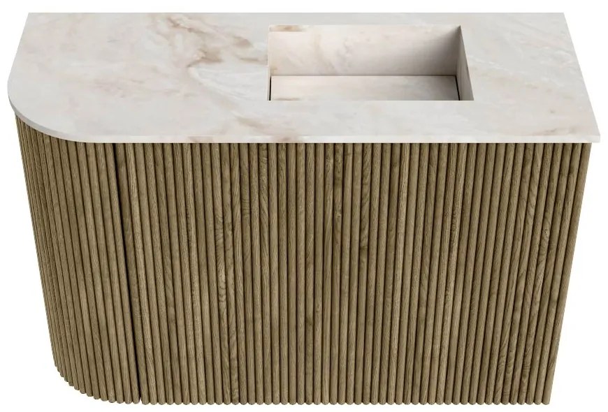Mondiaz Joya DLux 60cm toiletmeubel ronding links dusk met wastafel faye rechts zonder kraangat frappe
