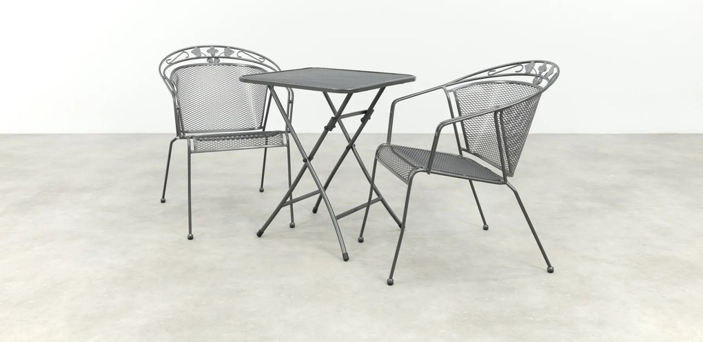 Elegance stapelbare balkonset 3-delig strekmetaal 60x60 cm. - Antraciet