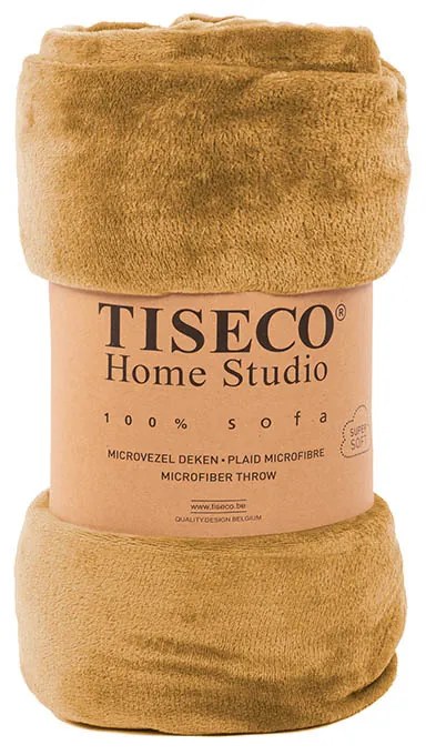 Tiseco Home Studio Cozy Velvet Plaid - Okergeel 130 x 160