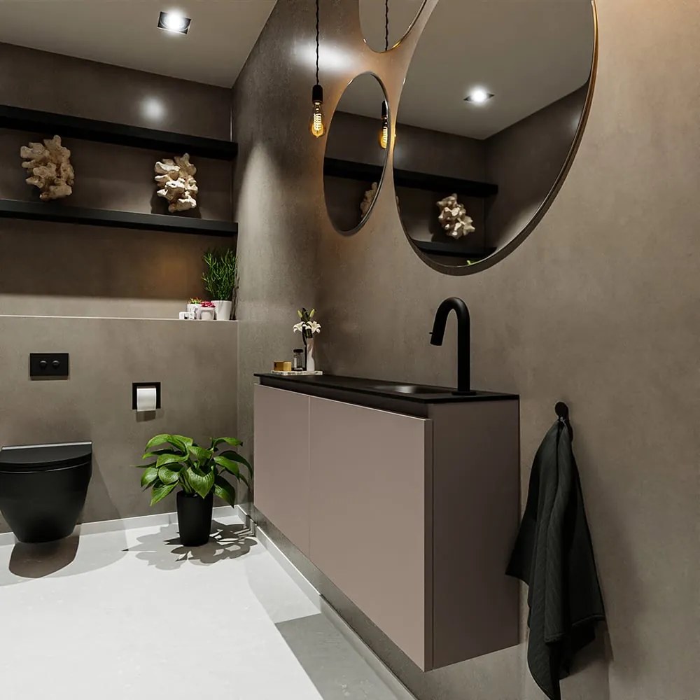 Mondiaz Ture 120cm toiletmeubel smoke met wastafel urban rechts 1 kraangat